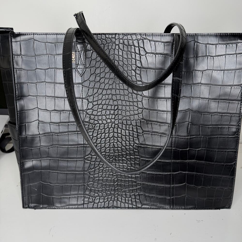 BEIS The Large Work Tote Black Croc